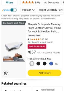 Sleepsia Cervical Pillow For Neck &amp; Shoulder Pain