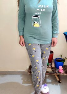 night Suits Pista Green &amp; Grey