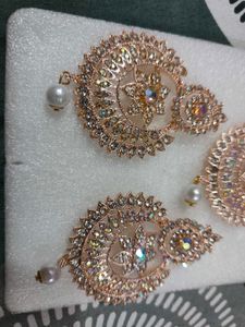 Stunning CZ &amp; Pearl Necklace &amp; Earring Set