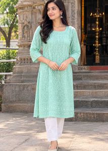 Embroidered Mint Green Kurta