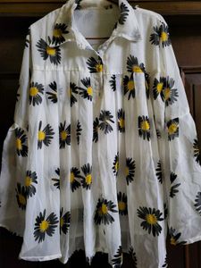 Sheer Daisy Print Blouse