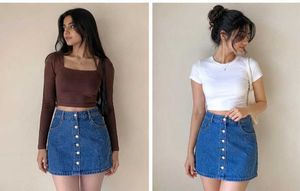 H&amp;M Button-Front Denim Mini Skirt