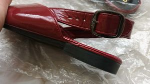 sss pointy red flats for women