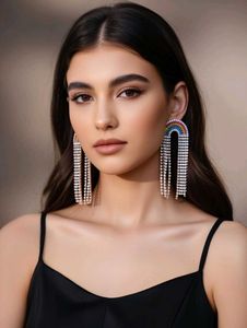 Rainbow Tassel Earrings american diamonds