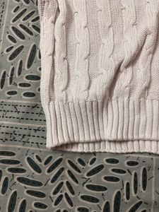 Chic White Cable Knit Polo Top