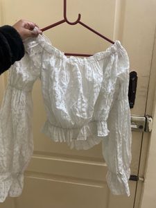 White Off-Shoulder Ruffle Top