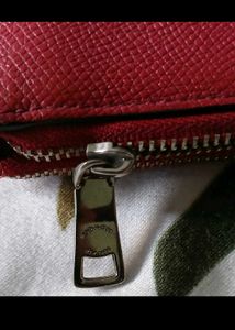 Authentic Coach Red Leather Zip Around Wallet