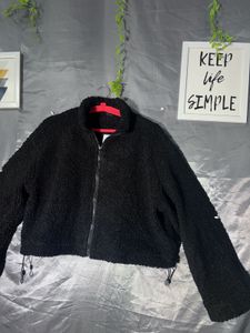 SHEIN Cozy Black Teddy Fleece Jacket