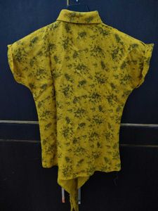 Stylish Yellow Floral Crop Shirt