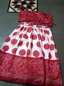 bandhani print White &amp; Red Printed Lehenga sets