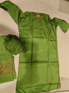 Beautiful Green Kurta Set with Embroidery