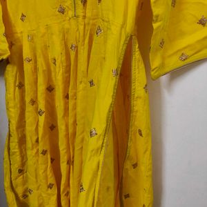 Yellow Embroidered Kurta