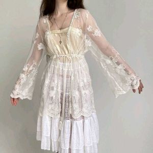 Boho White Lace Kimono Dress 🎀✨️