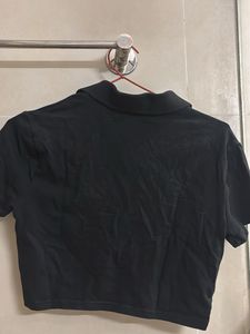Black Cropped Polo Shirt