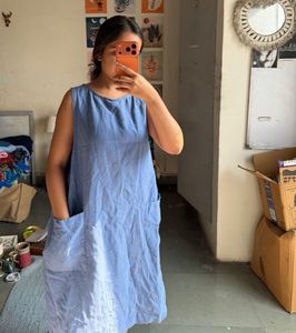 Casual Blue Sleeveless Dress