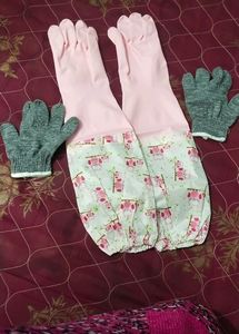 Hand Gloves For Kitchen Long Sleeves Safety Kitchen Gloves For Dish-Washing, Cleaning