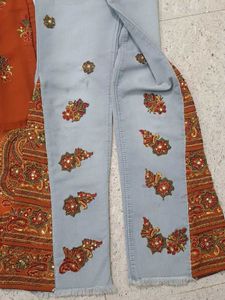 Embroidered Kurti with Jeans Set