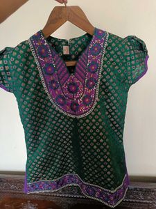 Green &amp; Purple Ethnic Lehenga Choli Set