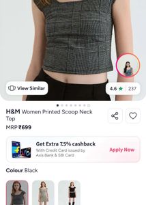 H&amp;M Plaid Square Neck Top
