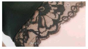Black Cropped Lace Trim Top