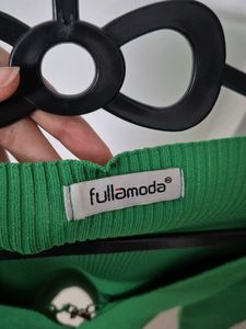 Green Ribbed Knit Cardigan