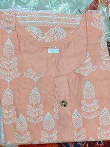 Peach Embroidered Kurta