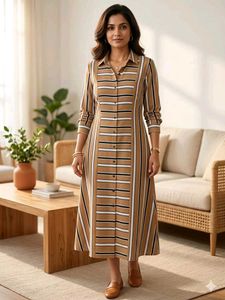 Striped Button-Up Midi Dress