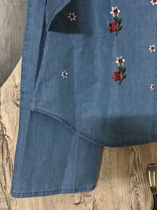 Embroidered Denim Shirt Co-ord set