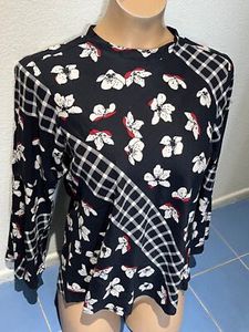 AND Floral & Checkered Print Top