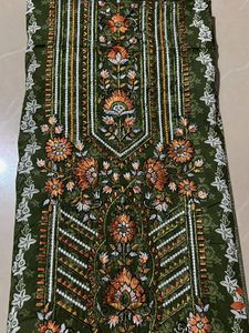 Green Embroidered Dress Material