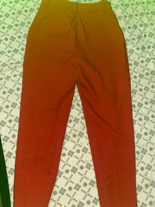 Red High-Waisted Tailored Trousers