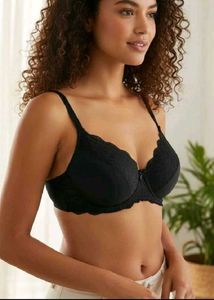 Lace Trim Black Bra  34 B