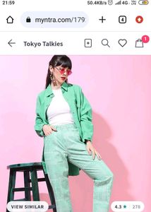 New Mint Green Bandana Print Jeans