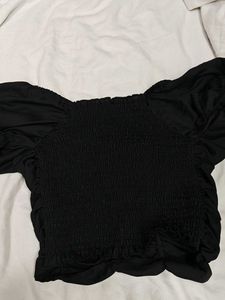 Black Puff Sleeve Crop Top