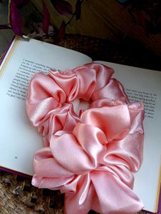 Silky Pink Scrunchies Set 6 piece