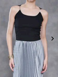 Black Tank Top with Embellished Straps