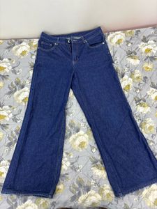 Wide Leg Blue Denim Jeans