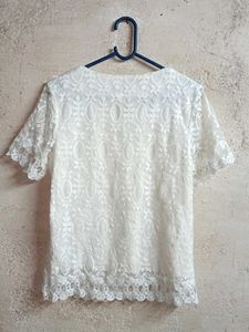 Elegant White Lace Top Layered