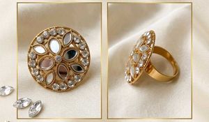 Exquisite Mirror &amp; Stone Embellished Ring