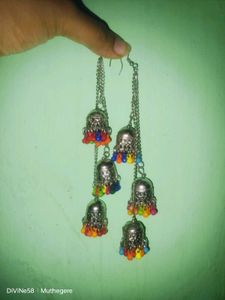 Boho Jhumka Earrings with Multicolor Beads
