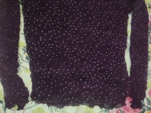 Printed Crinkle  Turtleneck Top