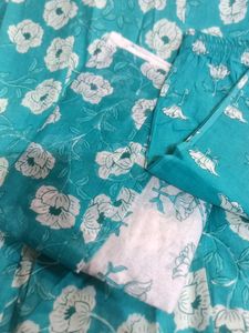 Turquoise Floral Kurta Set used for 2 times