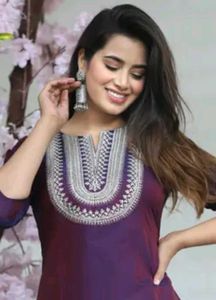 Beautiful Embroidered Purple short Kurta