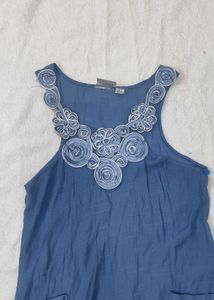Boho Blue Linen Blend Dress
