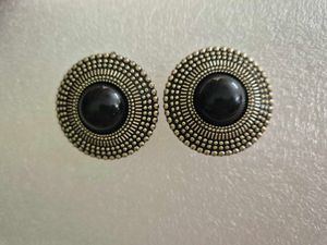 Boho Stud Earrings with Black Stone-Unused