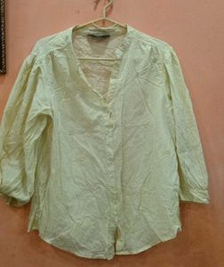 Light Yellow Embroidered Button-Up Top
