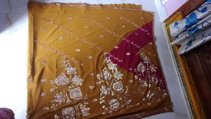 Designer Embellished Mustard Yellow Saree