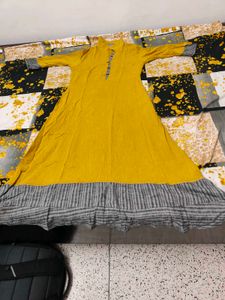 Yellow Kurta with Black Dupatta