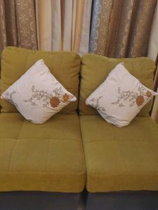Beige Decorative Cushion Cover w Floral Embroid