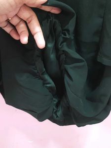 Dark Olive Green Puff Sleeve Top